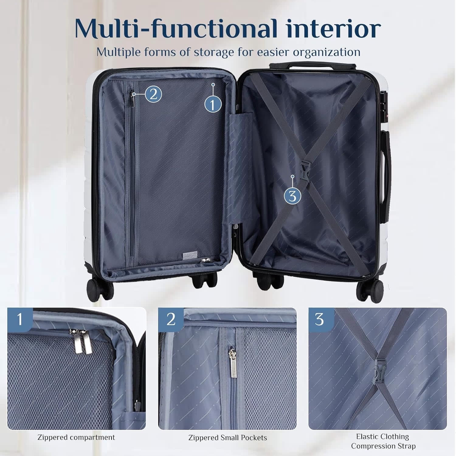 20" Carry-On Luggage, Lightweight ABS Hard Shell Suitcase with Spinner Wheels, Expandable, TSA Lock & Retractable Handle
