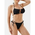 thumbnail image 3 of Cenuakty Women Bikini Set, Tie-up Halterneck Sleeveless Bra with Low Waist Briefs Bathing Suit 2-piece Swimsuit, 3 of 9