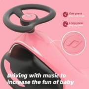 Korimefa 6V Electric Wiggle Car,Load 66 lbs,Wiggle Scooter with Rechargeable Battery & LED Flashing Wheels, Anti-Rollover & Flexible Steering, Outdoor Ride on Toys for Kids 3 Years and up (Pink)
