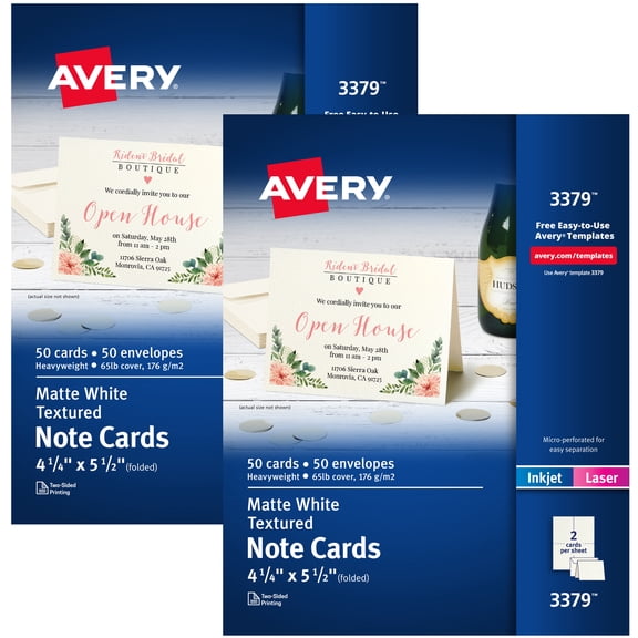 Avery Note Cards & Envelopes, 4.25" x 5.5" (2 Packs of 5813)