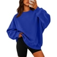 thumbnail image 3 of UDAUDU Womens Oversized Sweatshirts Crewneck Long Sleeve Fleece Pullover Tops Fall Y2k Sweater Cute Hoodies Royal Blue M, 3 of 7