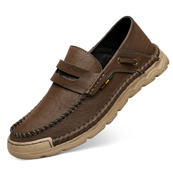 Men's Casual Shoes Loafers Shoes Slip-On Walking Driving Shoes Comfortable Hand Stitching Non-Slip Loafer Shoes Moccasins Classic Brown 7