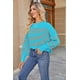 thumbnail image 1 of Suéter de invierno para mujer, estilo casual, manga larga, cuello redondo, suelto, punto grueso, blusaBlue stripeL, 1 of 3