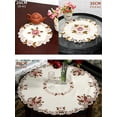 thumbnail image 3 of 1pc Round Dining Table Cloth With opean Rural Style Yellow Polyester Fabric & Multicolor Embroidery Hollow Out Lace Trim Decor For Round Table, Hom, 3 of 5