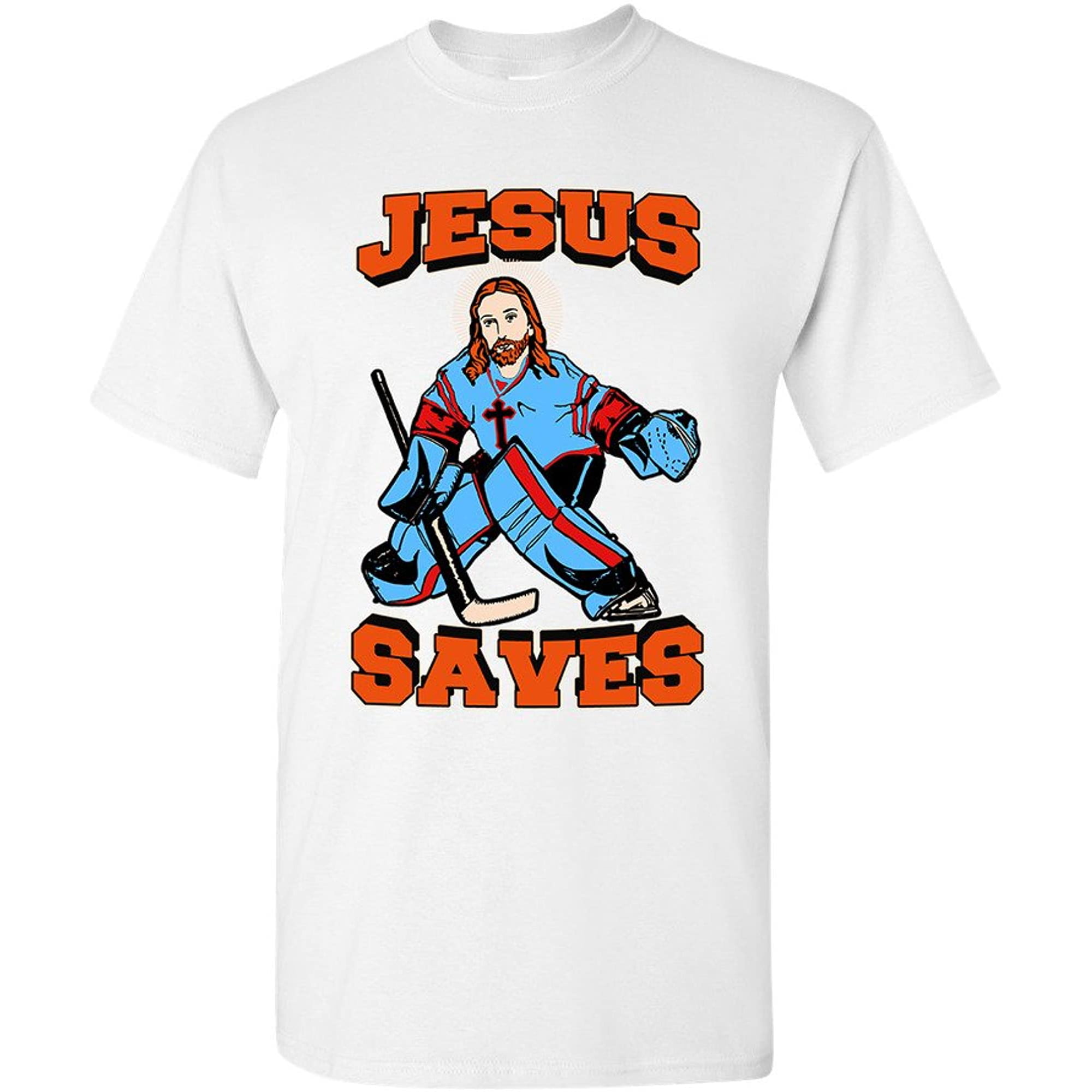 New Jesus Saves Hockey Jersey Puck Sports Funny DT Adult T-Shirt Tee |  Walmart Canada