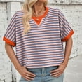 thumbnail image 4 of Ediodpoh Women's Casual Striped Batwing Sleeve T Shirt Soft Round Neck Summer Top for Home Outdoor Wear with Jeans Tshirts Shirts for Women Orange XL, 4 of 9