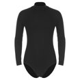thumbnail image 3 of Body de manga larga con cuello simulado para hombre, camiseta interior de una pieza, ropa de baile informal de Color sólido con botones en la entrepierna y gimnasia, 3 of 5