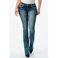thumbnail image 2 of Grace In La Women's Medium Wash Mid Rise Cross Embroidered Stretch Bootcut Jeans - EBS675 25W x 34L, 2 of 3