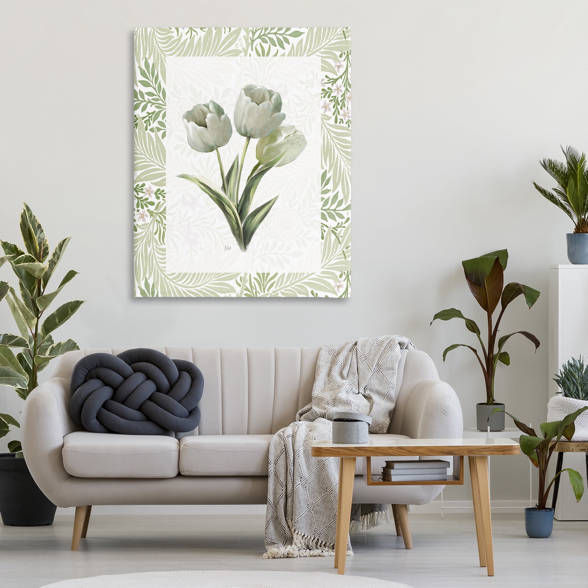 Stupell Industries Pale Green Tulip Trio Canvas Wall Art, design by Nan