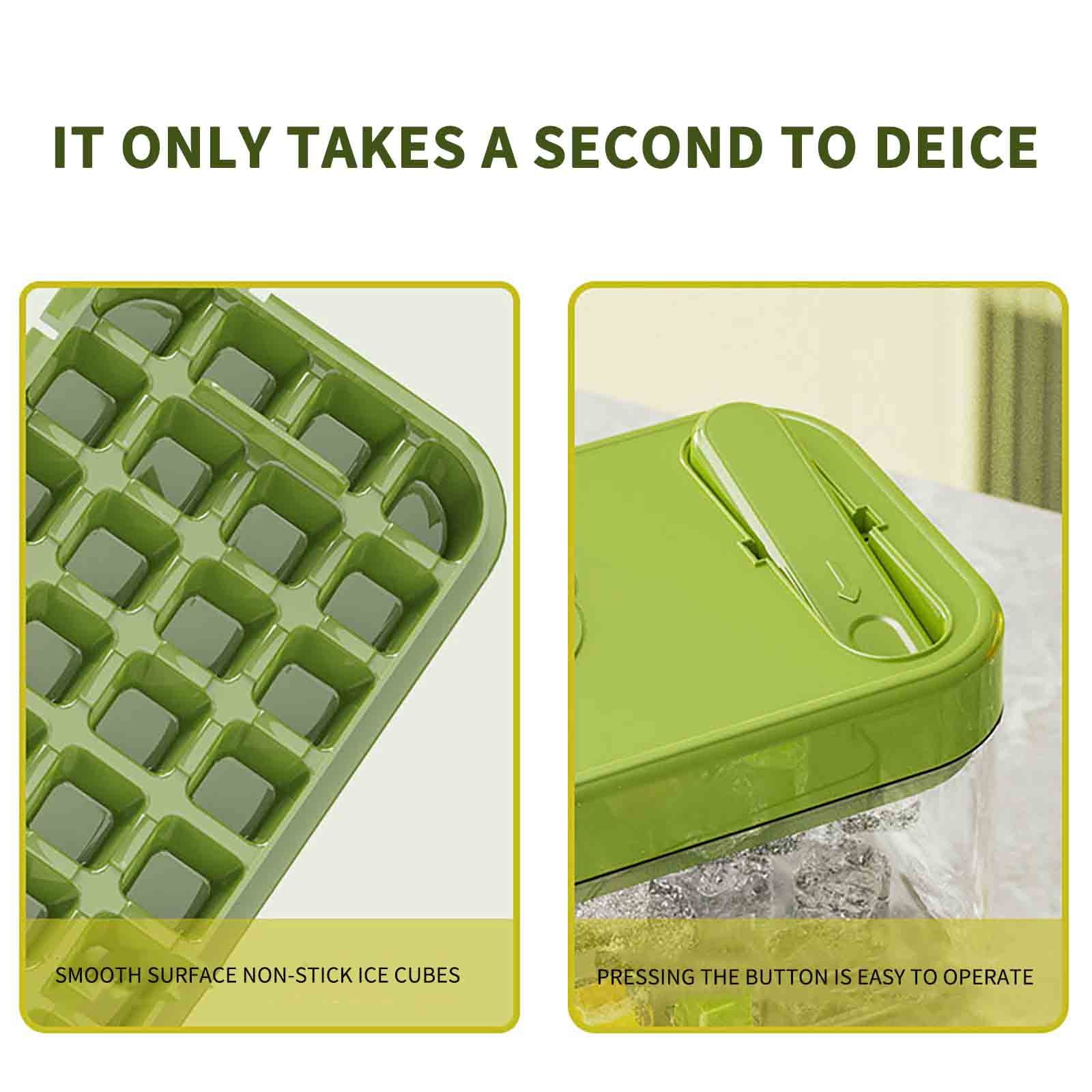 Ice Cube Tray with Lid and Storage Box, Easy Release Food Grade Plastic Ice Mold, Large Capacity Ice Maker for Freezer and Homemade Drinks