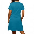 thumbnail image 6 of Zpanxa Casual Short Sleeve Dress for Women Solid Color Round Neck Comfort Fit Dress with Adjustable Drawstring Waist Flowy Summer Day Dress, 6 of 6