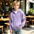 thumbnail image 4 of CYRBOKO Boys Hoodies with Pockets, Long Sleeve Cotton Casual Full Zip Kids Outerwear Purple Size 12-13 T, 4 of 4