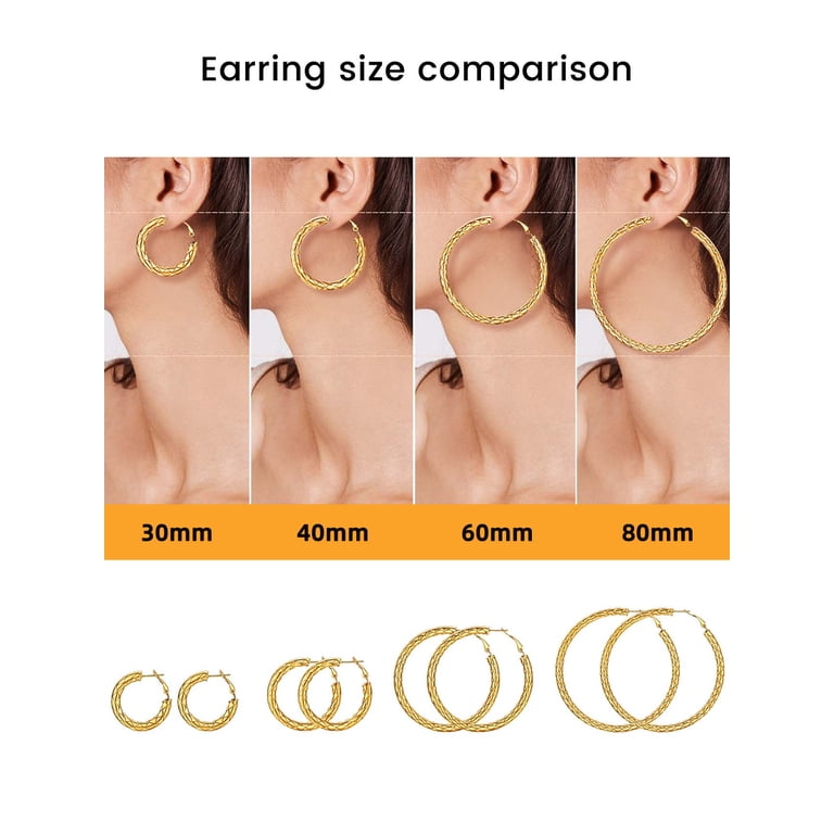Bestyle Big Cross Hoop Earrings for Women 60mm 18K Gold Plated
