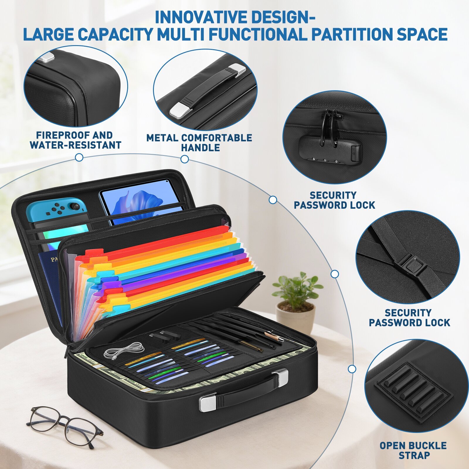 Panbear Fireproof Document Box With Combination Lock photo 7