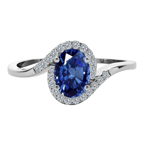 AoneJewelry 1.00 Carat Sapphire & Diamond Ring In Solid Rose, White & Yellow Gold 10K