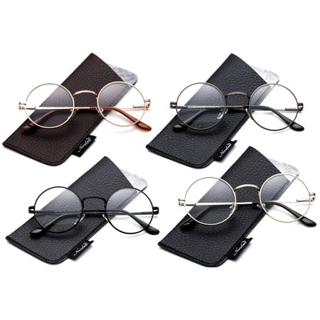 Quality Unisex Retro Round Reading Glasses Spring Hinge Stainless Steel Frame Metal Round Reading (Best Glasses Frames For Round Face)