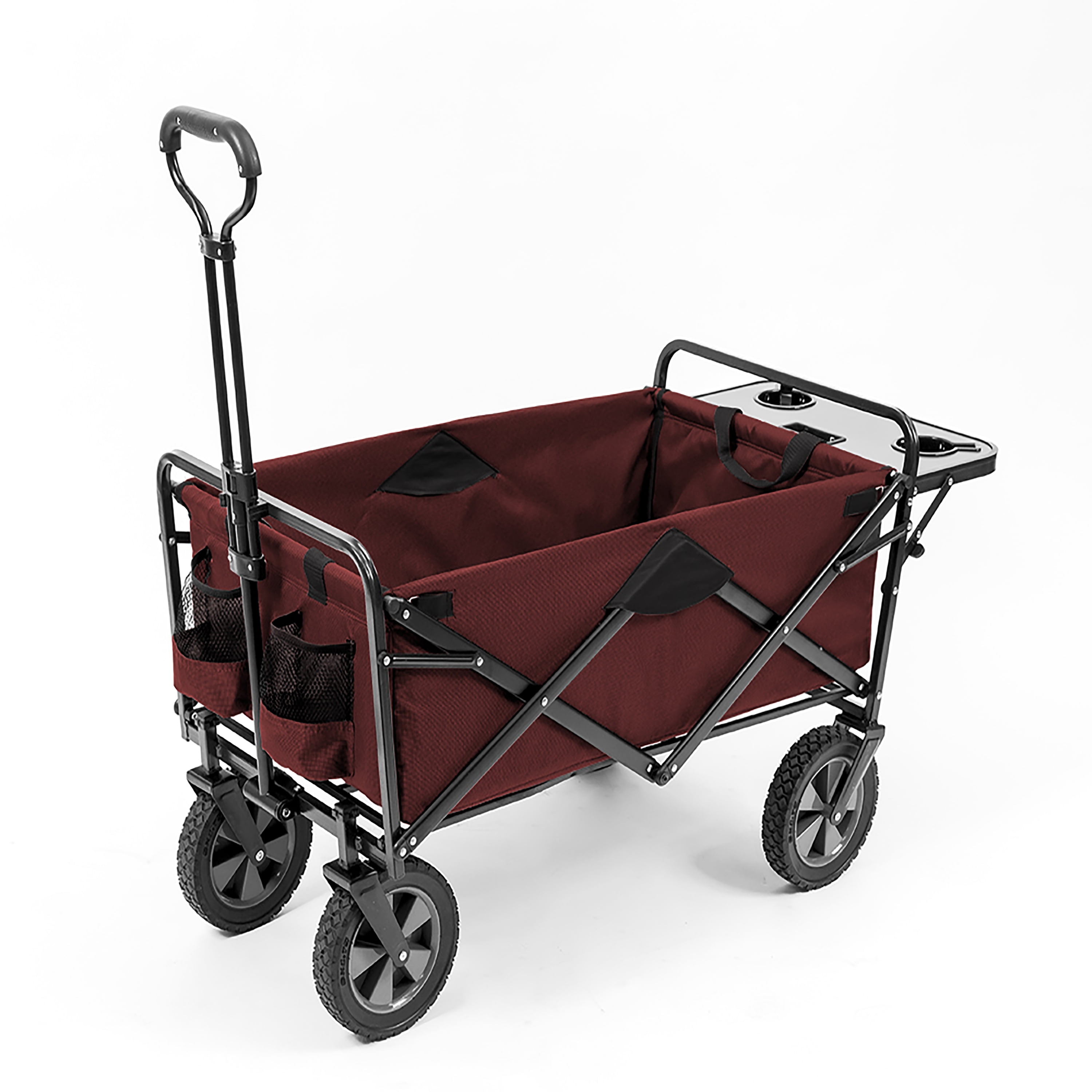 Mac Sports Collapsible Outdoor Utility Wagon With Folding Table And Drink Holder 
