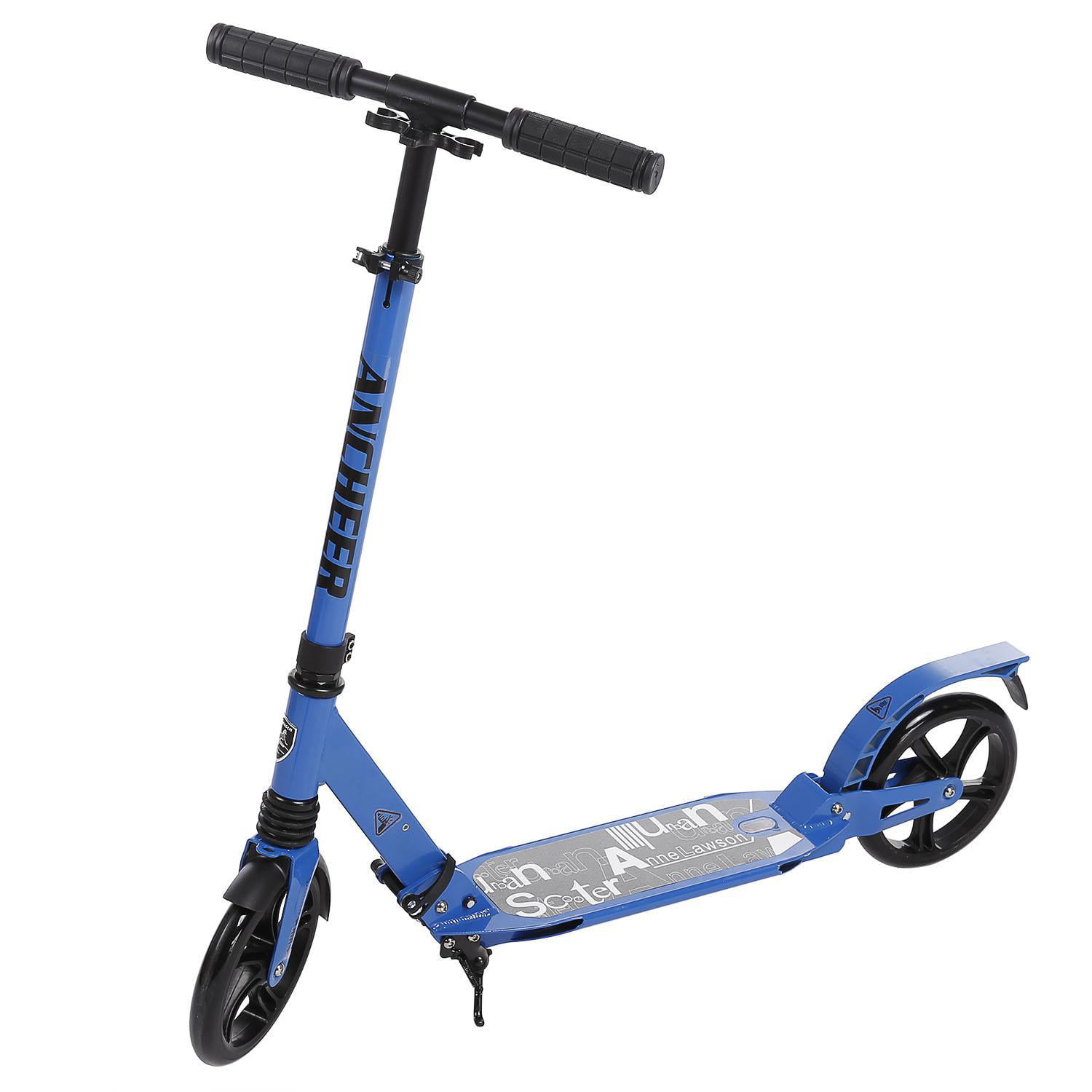 Commute City Adult Scooter Folding Push Scooter Electric Scooter Push Scooter Easy Folding Kick Scooter with Large 200MM Wheels Modern Strong Scooter for Adults Blue