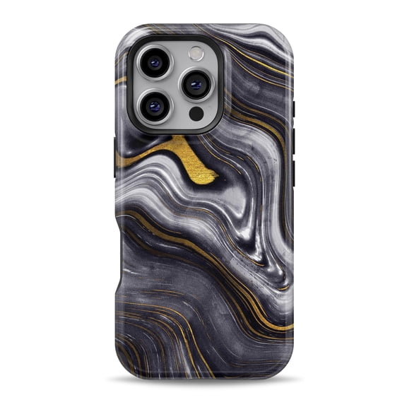 DesignSkinz Scratch-Resistant Hard Slim Case Compatible with iPhone 16 (Compatible with MagSafe) - Vivid Agate Vein Slice Foiled V17