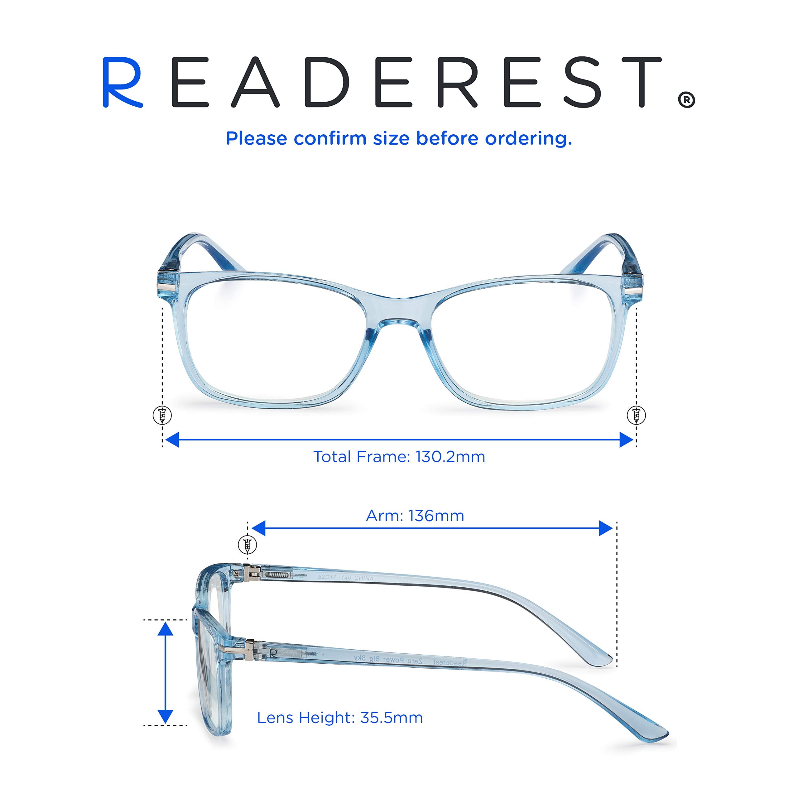Readerest Blue Light Blocking Reading Glasses Light Blue 275 Magnification