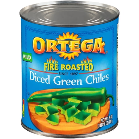 case of 12 ortega® fire roasted mild diced green chiles 26 oz. can bb march 2025