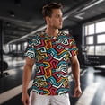 thumbnail image 3 of Wukai Geometry Print Men's Short-Sleeved Mesh T-Shirt,Quick-Dry Short Sleeve Workout T-Shirt-X-Small, 3 of 8