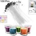 thumbnail image 2 of 100 Pcs Candle Wicks, 150mm Long Pre Waxed Wicks with Metal Tabs and 3 Hole Wick Holder - Long Lasting Low Smoke Ideal Candle Wicks for Making DIY Candles, White, 2 of 5