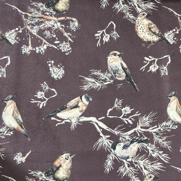 Decora Furnishings Soft Thick Luxurious Velvet Fabric Digitally Printed Floral Pigeon Design Upholstery Material for Sofa Cushion Chair Cover Craft - Width 54 inches - Fabric by The Yard (Maroon)