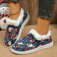 thumbnail image 5 of Christmas Women Winter Shoes Cartoon Print Fur Lined Wide Width Lace up Round Toe Fashion Casual Shoes, 5 of 8