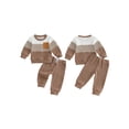 thumbnail image 2 of AceBaby Kids Boys Fall 2Pcs Outfit Sets for 3M-5Y, Contrast Color and Stripes Tops with Pants Toddler Clothes for Casual Daily, 2 of 9