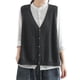 thumbnail image 5 of Qarigey Suéteres Chaleco Cuello en V Gris oscuro Sin mangas Pecho Chaleco Ropa Mujeres Damas Niñas Primavera Vestir Accesorio Camisetas sin mangas, 5 of 6
