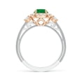 thumbnail image 2 of ANGARA Natural Vintage Inspired Round Emerald Halo Ring with Filigree in 14K White & Rose Gold for Women (Size-6mm) | May Birthstone, Anniversary, Jewelry Gift for Women | Natural Emerald Ring, 2 of 9