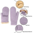 thumbnail image 5 of Women's Winter Gloves Warm Lining Knit Mittens (Purple One Size), 5 of 7