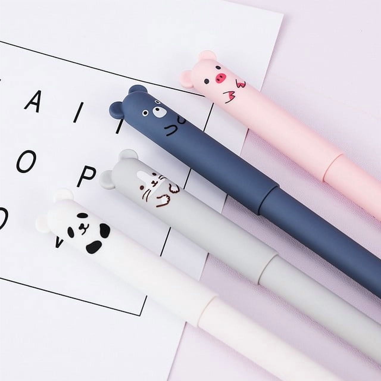 Weloille Bear Shaped Erasable Pen, Crystal Blue 0.5mm Heat Erasable Fine Tip for Easy Correction and Smooth Writing, Cute and Durable