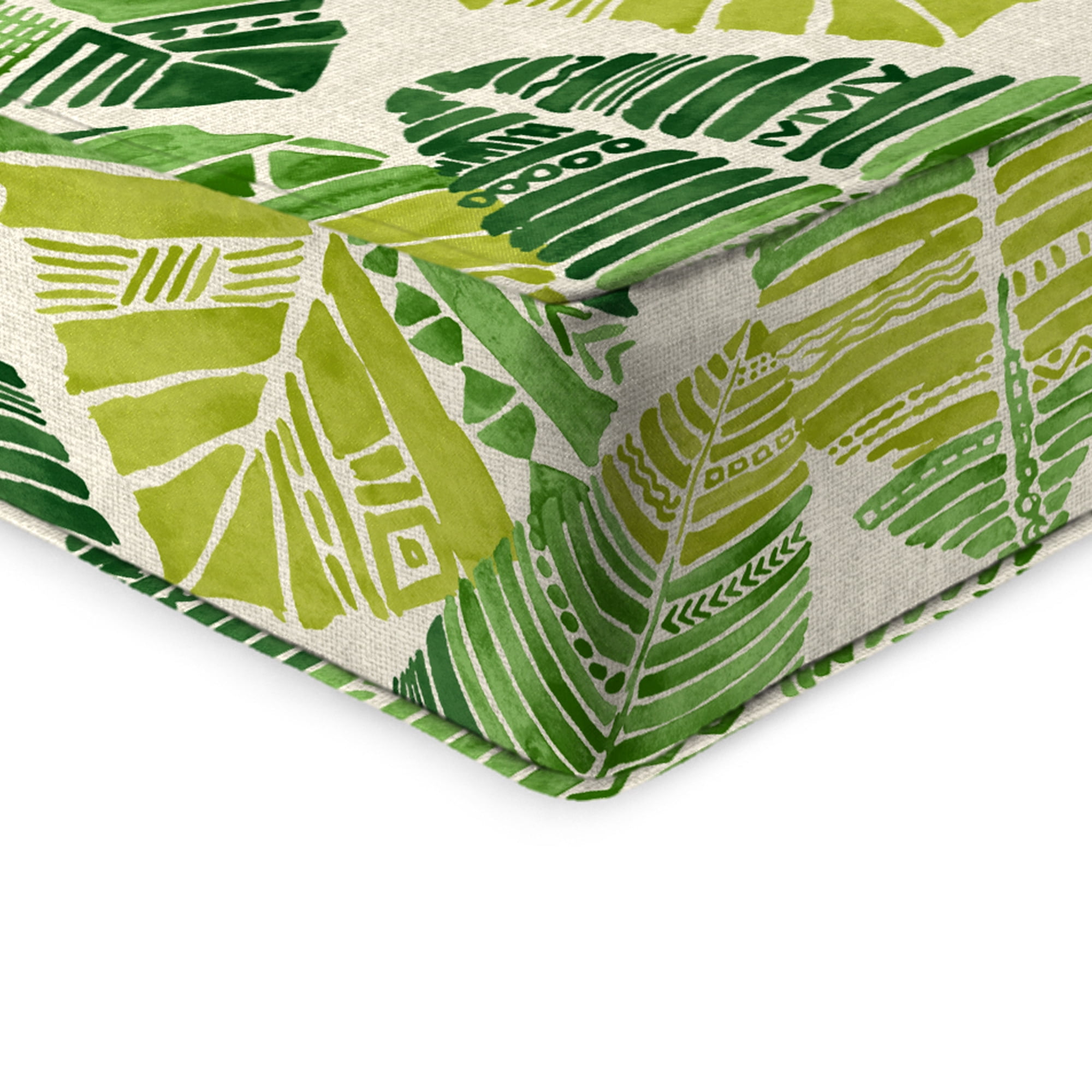 Jordan Manufacturing 46.5" x 24" Hixon Palm Green Leaves Rectangular Outdoor Deep Seat Chair Cushion Set with Welt