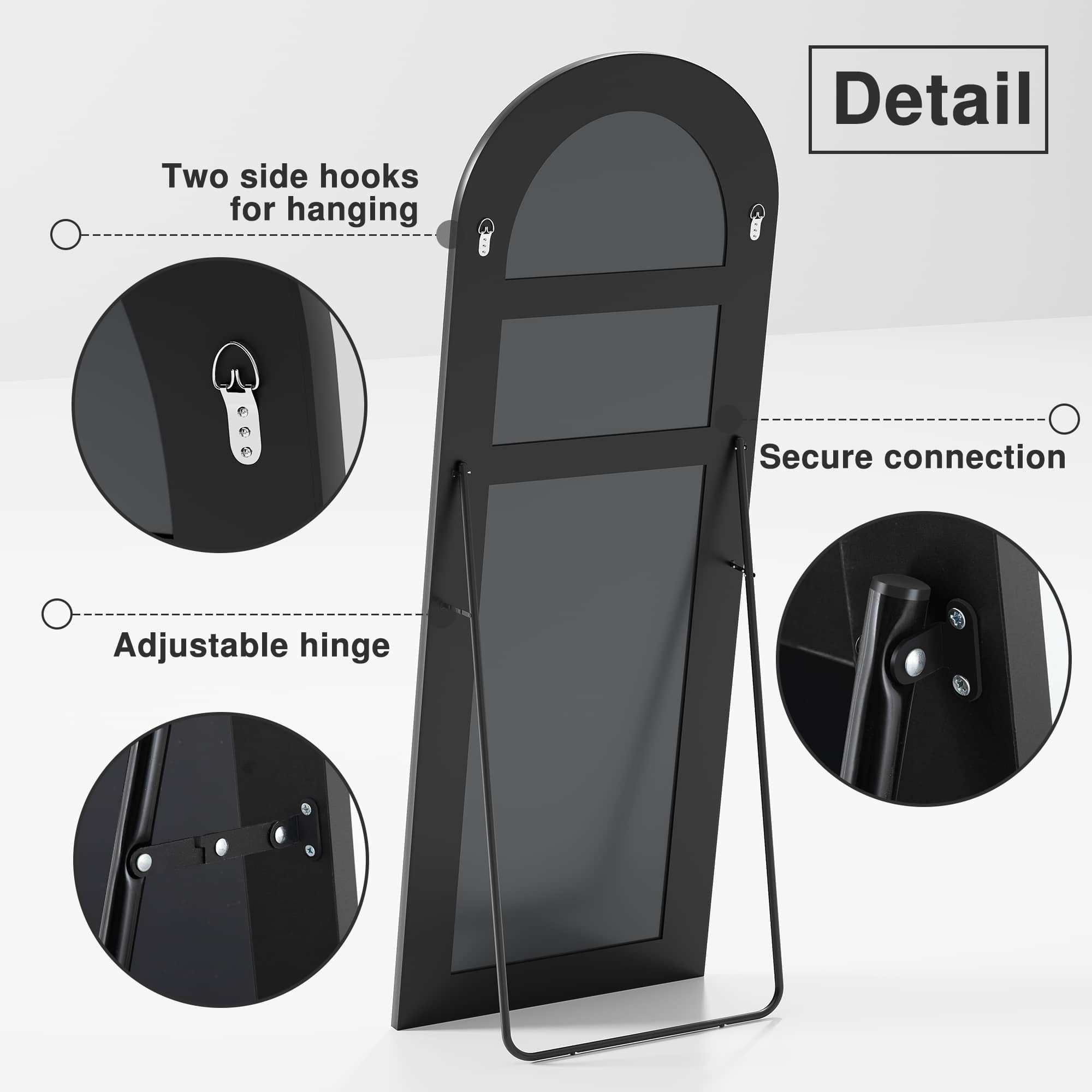 MAYEERTY 71" x 32" Black Arched Standing Full Length Floor Mirror