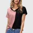thumbnail image 2 of ABATAB Womens Shirts Color Block Short Sleeve V Neck Party Tee Tops Summer Button Down Casual Fashion Offfice Shirts, 2 of 7