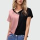 thumbnail image 1 of mfyjkho Tops Para Mujer, Blusa Informal De Manga Corta Versátil Con Cuello En V Y Botones, Con Bloques De Color Para Primavera Y Verano Para Mujer Tops Para Mujer L, 1 of 7