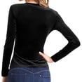 thumbnail image 4 of Njoeus Blouses, Women's Velvet Wrap V-Neck Tops Soft Warm Loungewear Long Sleeve T-shirt Slim Knit Homewear Blouses, 4 of 4