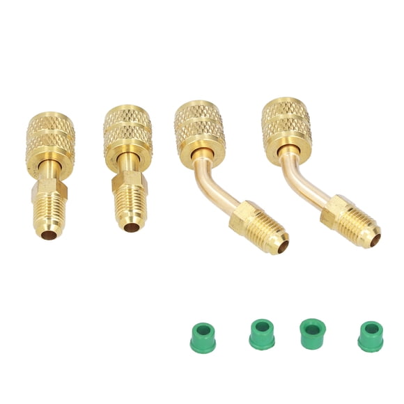 Qukaim Lot de 4 outils de réparation de ligne de climatisation 1/4SAE vers 5/16SAE Tête de conversion Adaptateur de charge de réfrigérant pour réducteur de fluorure R410