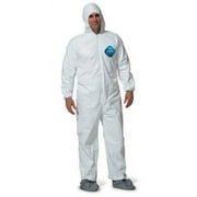 DuPont-TY122S Disposable Elastic Bootie and Hood Tyvek Coverall Suit, Large