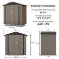 thumbnail image 2 of Patiowell 6' x 4' Outdoor Storage Shed, Metal Garden Tool Shed with Sloping Roof and Lockable Door, Brown, 2 of 10