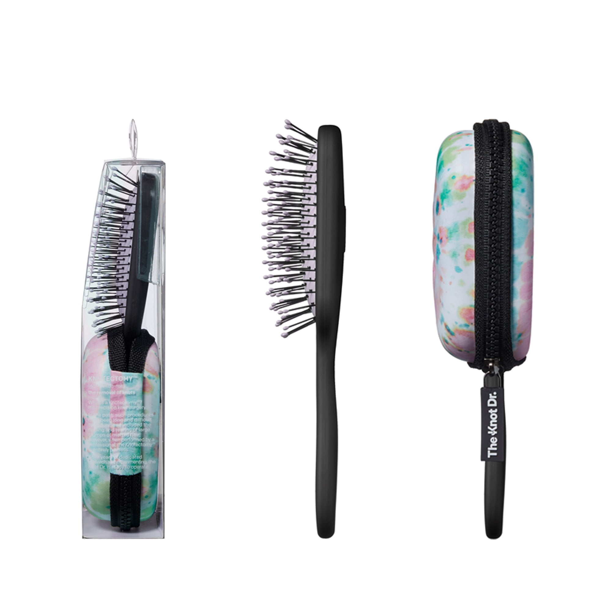 The Knot Dr. for Conair Pro Mini Wet and Dry Detangling Hairbrush with Case, Colors Vary