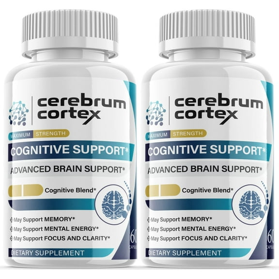 (2 Pack) Cerebrum Cortex - Nootropic Memory Booster Dietary Supplement for Focus, Memory, Clarity, & Energy - Advanced Cognitive Support Formula for Maximum Strength - 120 Capsules