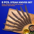 thumbnail image 6 of 8 Piece Kitchen Knife Set - Multi-purpose Unbreakable Ergonomic Non-stick Stainless Steel Kitchen Steak Knives Set with Fully Serrated Blades - Great for BBQ Grill - NutriChef NCSK8BW (Yellow), 6 of 7