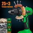 thumbnail image 5 of Anirona - Taladro eléctrico inalámbrico sin escobillas, 20 V, taladro percutor 25+3, 2 baterías, 2 Ah, cargador, 51 Nm torque, mandril sin llave de metal de 3/8”, 2 velocidades, 25 brocas con estuche, 5 of 5