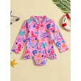 thumbnail image 2 of pengnight Kids Toddler Girls Summer Bikini Swimsuit,12M 18M 24M 2T 3T 4T 5T Long Sleeve Stand Collar Sea Animal Print One-Piece Jumpsuit Swimwear Baby Bathing Suit, 2 of 9