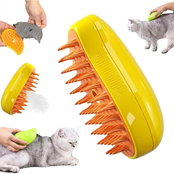 Peine Pet Electric Cat Grooming Brush 3 en 1 Cat Shedding Supplies Amarillo Bodega Aurrera en linea