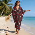 thumbnail image 6 of DISNIMO Skull Rose Print Kaftan Dresses for Women Plus Size V Neck Swimsuit Cover Ups Women's Long Cover Up for Bathing Suit Batwing Sleeve Swimsuit Coverups Soft Loungewear, 6 of 7
