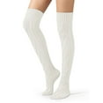 thumbnail image 5 of Spencer Women Cable Knitted Thigh High Socks Long Winter Socks Over the Knee High Socks Leg Warmers for Women, White, 5 of 10